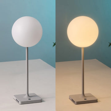 Allie 17.5" Modern Minimalist Indoor/Outdoor Metal Globe Rechargeable/Cordless Dimmable Integrated LED Table Lamp with Touch Sensor